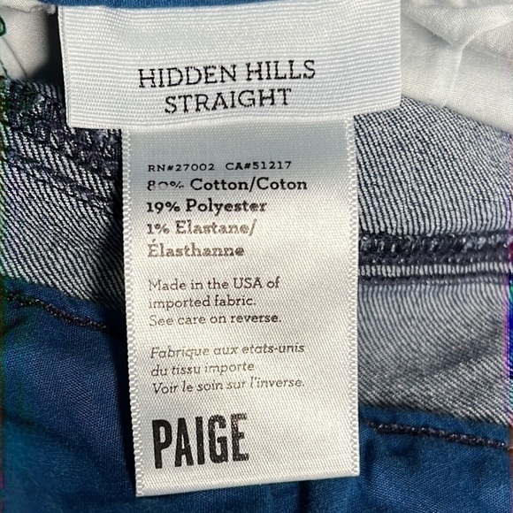 PAIGE HIDDEN HILLS STRAIGHT BLUE JEANS SIZE 26 - Picture 8 of 8